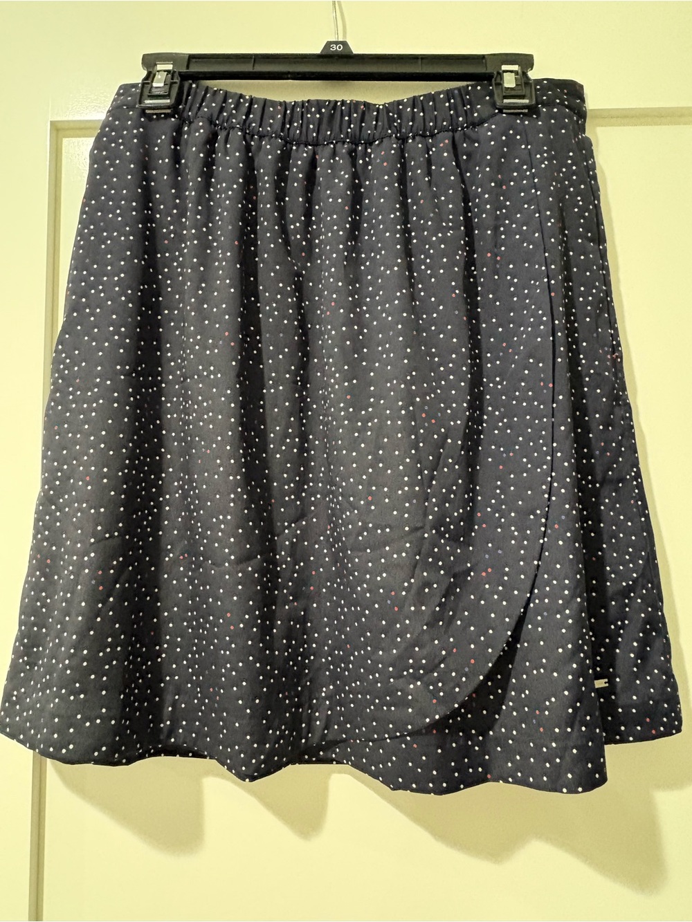 Tommy Hilfiger Navy Midi Skirt with White and Red Polka Dots